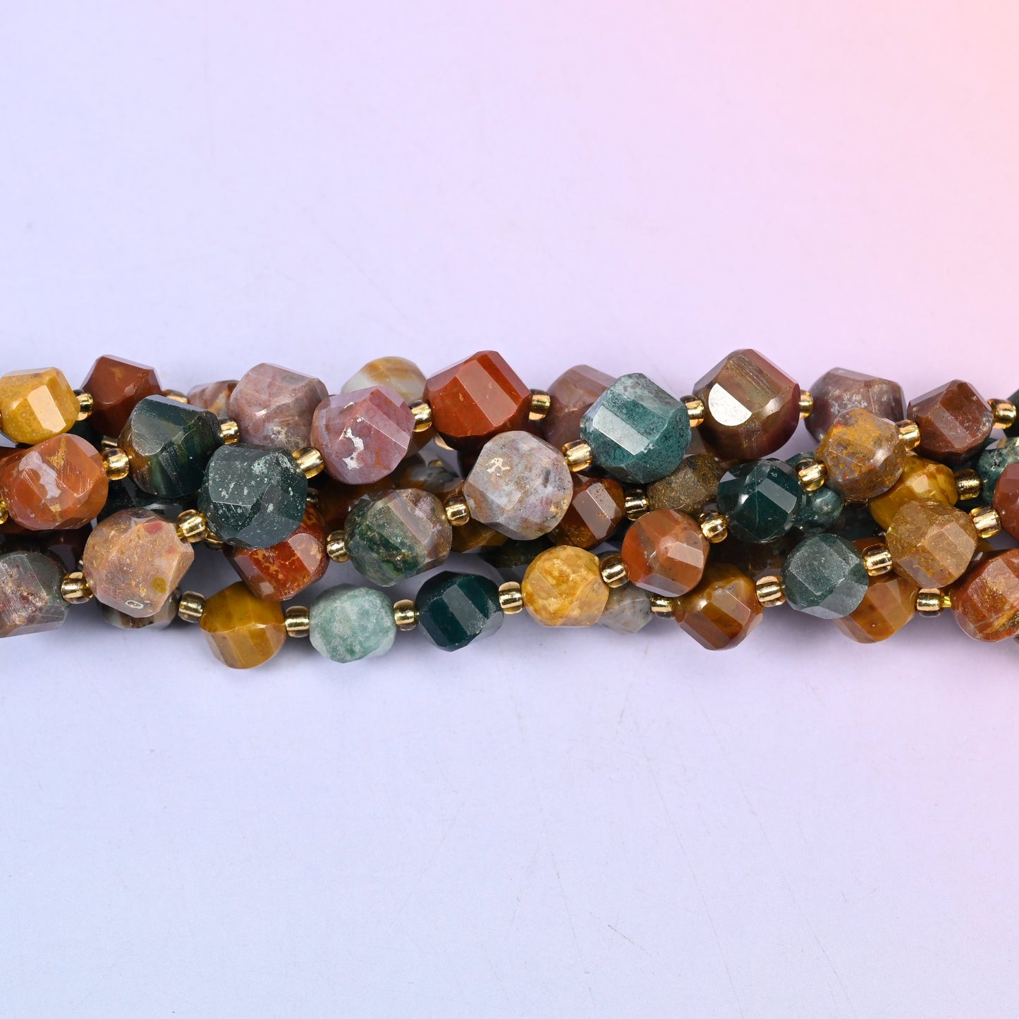 Ocean Agate Faceted Spiral Twist Beads: Size 8mm 10mm, Jewelry Making, 15 inch Strand