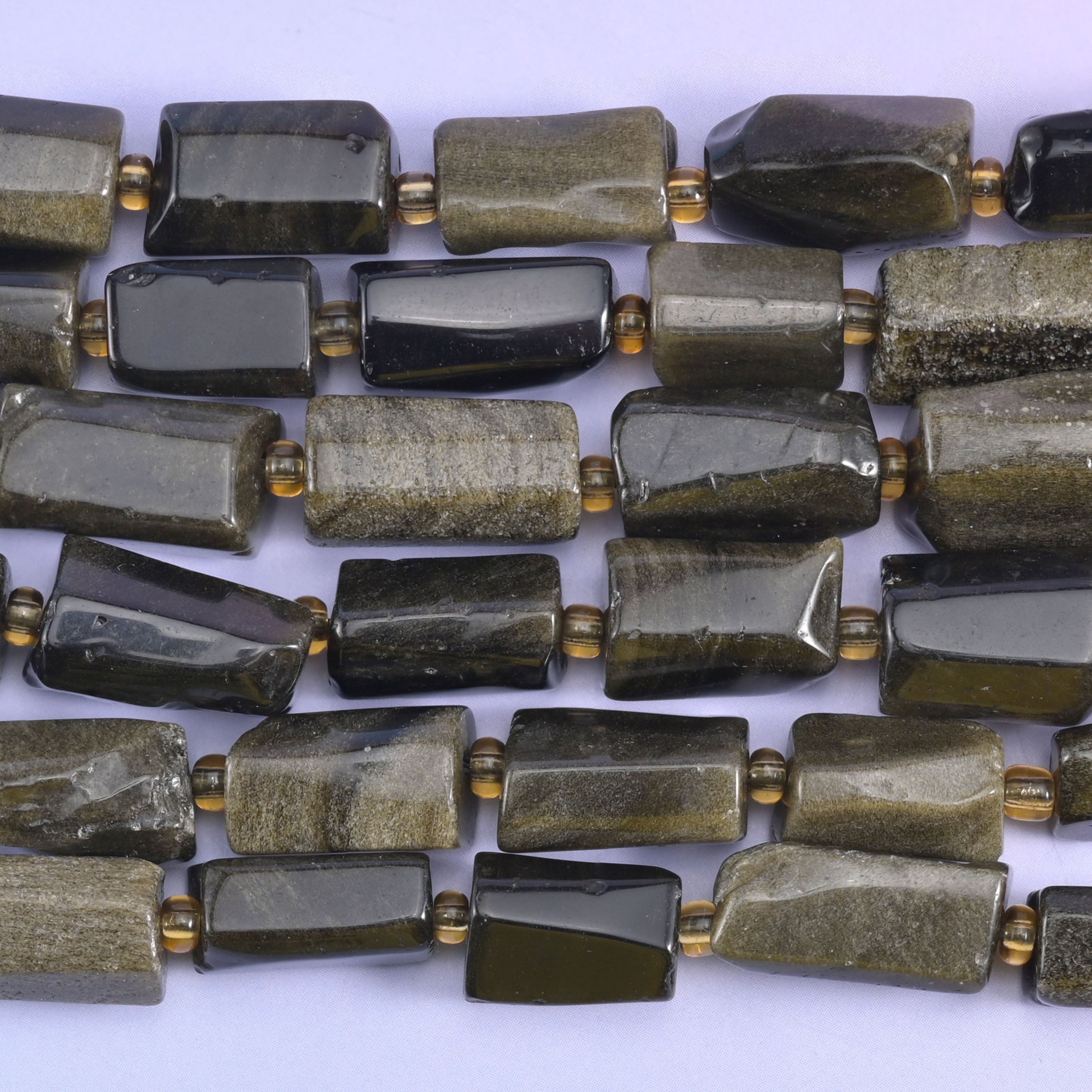 Gold Obsidian Faceted Tube Beads Size 12x8mm Jewelry Making 15.5 Inch Strand