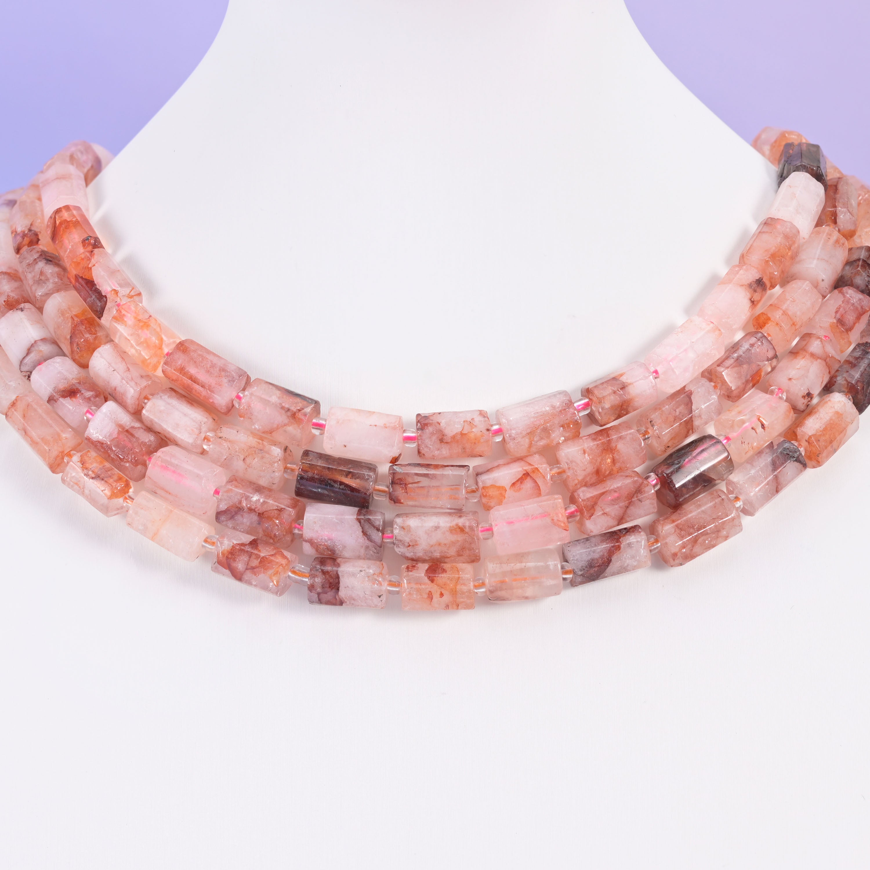 Red Hematoid Faceted Tube Beads Size 12x8mm Jewelry Making 15.5 Inch Strand