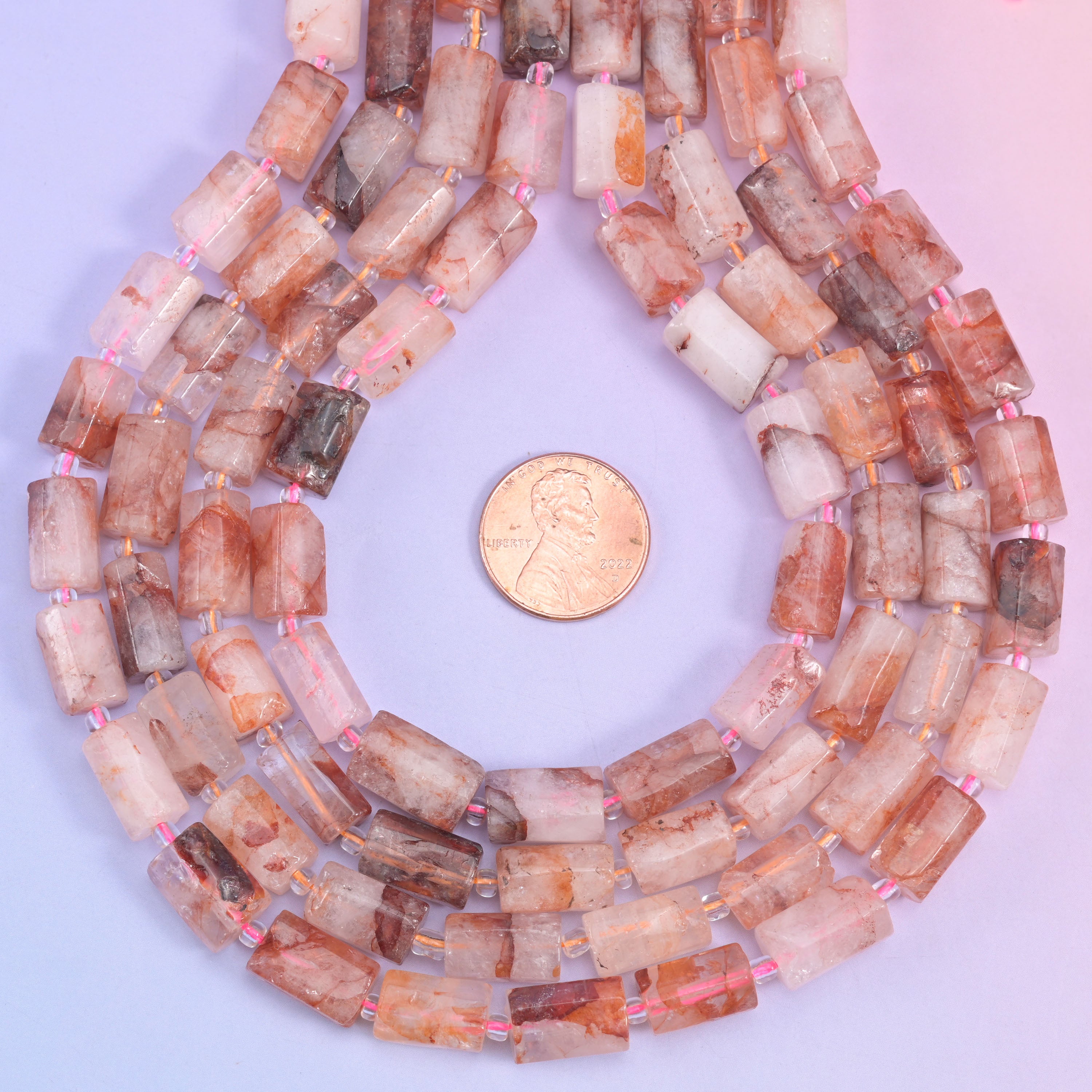 Red Hematoid Faceted Tube Beads Size 12x8mm Jewelry Making 15.5 Inch Strand