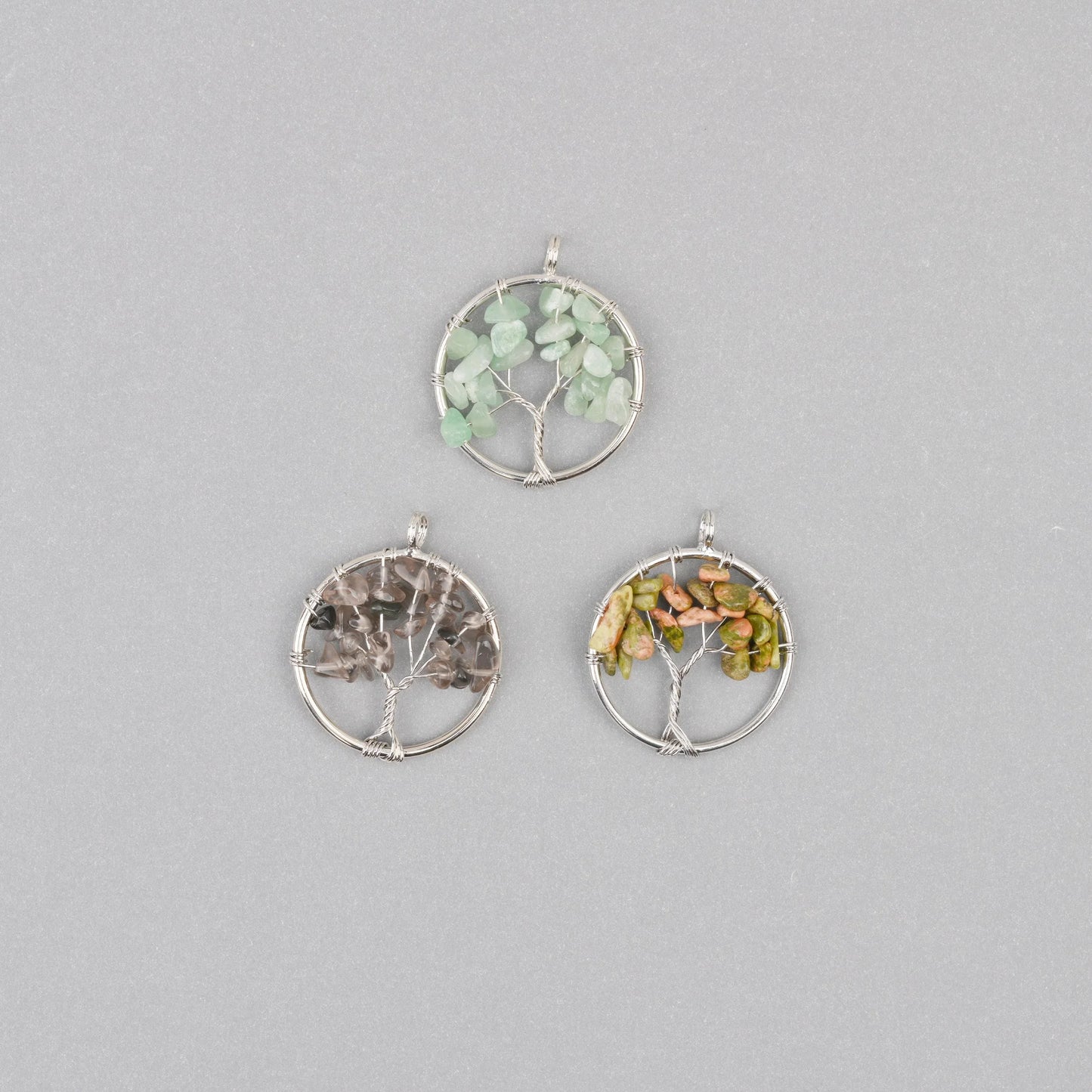 30mm Tree of Life Wire Wrapped Pendant Charm, Natural Gemstone Tree Pendant - Mycrazycrystal