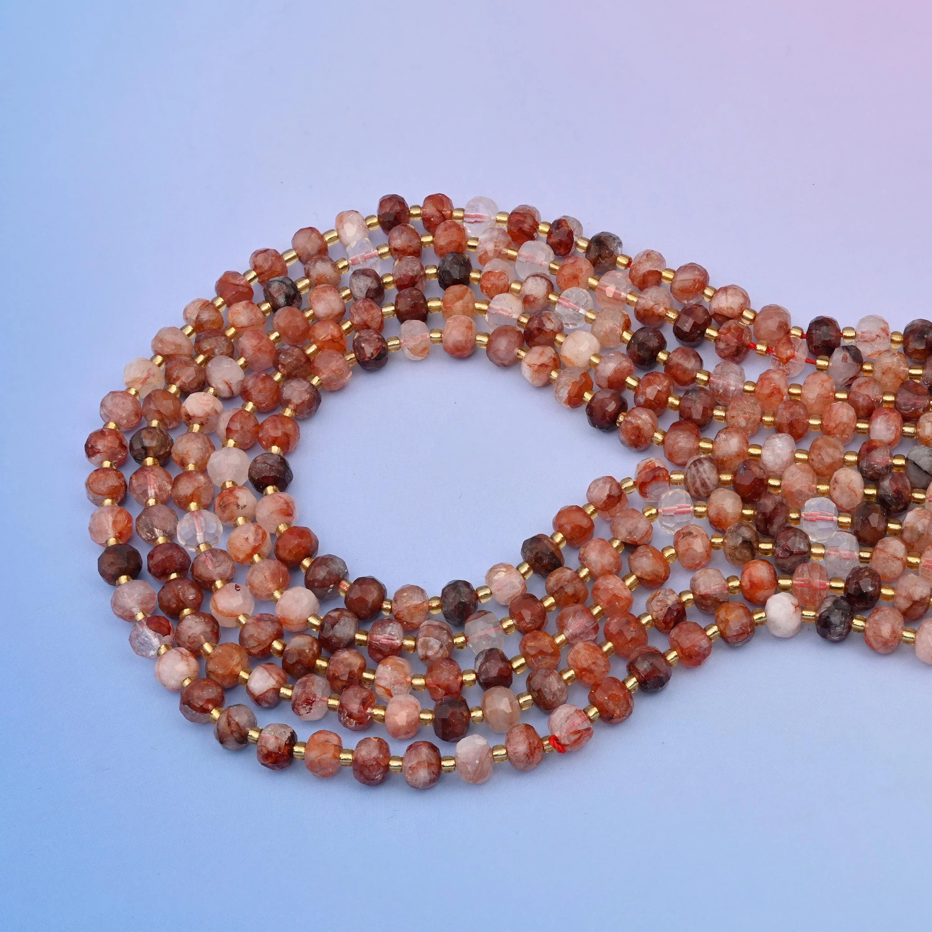 Natural Red Hematoid Quartz Faceted Rondelle Gemstone Beads, 6x8 mm Faceted Rondelle Bead, DIY Jewelry Making Beads, 15.5 Inches Per Strand - Mycrazycrystal