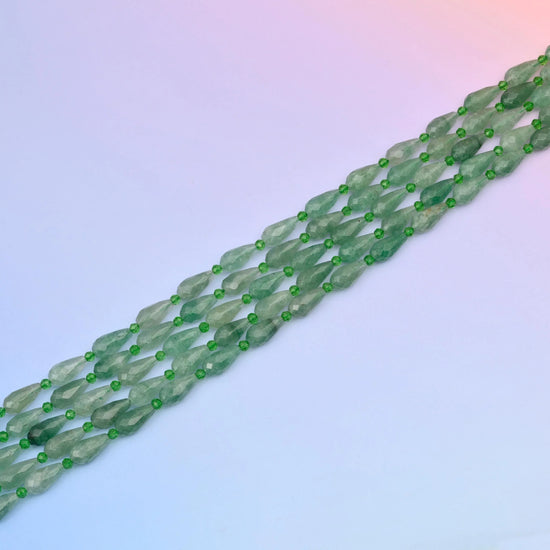 Natural Green Strawberry Quartz Faceted Teardrop Gemstone Beads, Size 16x8mm Faceted Beads, DIY Jewelry Making Beads, 15.5 Inches Per Strand - Mycrazycrystal