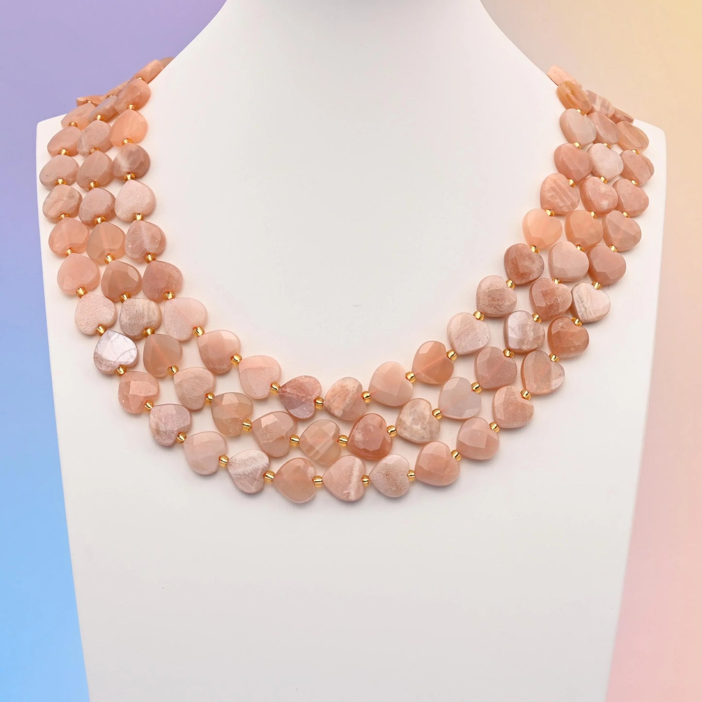 Natural Sunstone Faceted Heart Gemstone Beads, Bead Size 12mm Heart Faceted Beads, DIY Jewelry Making Beads, 15.5 Inches Per Strand - Mycrazycrystal