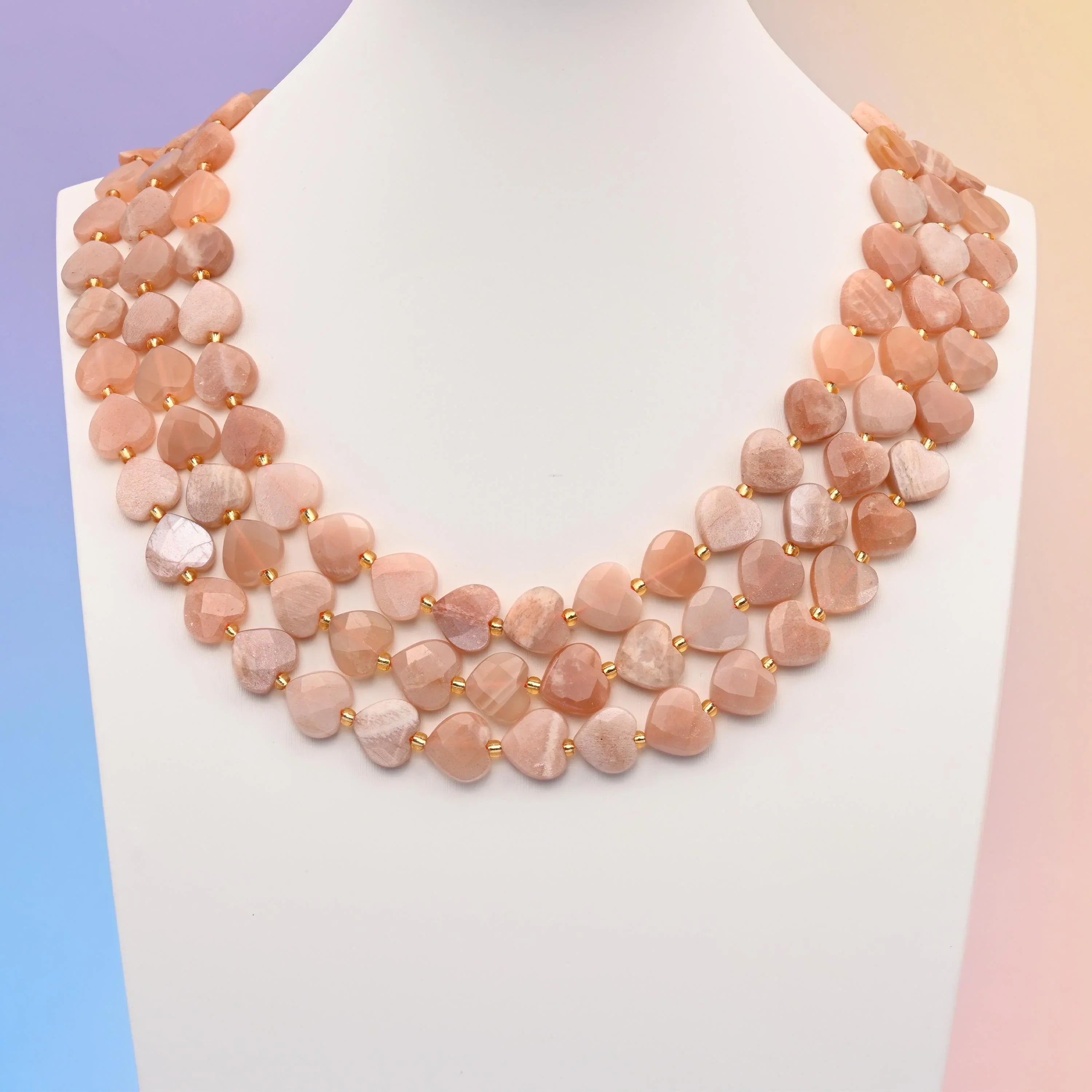 Natural Sunstone Faceted Heart Gemstone Beads, Bead Size 12mm Heart Faceted Beads, DIY Jewelry Making Beads, 15.5 Inches Per Strand - Mycrazycrystal