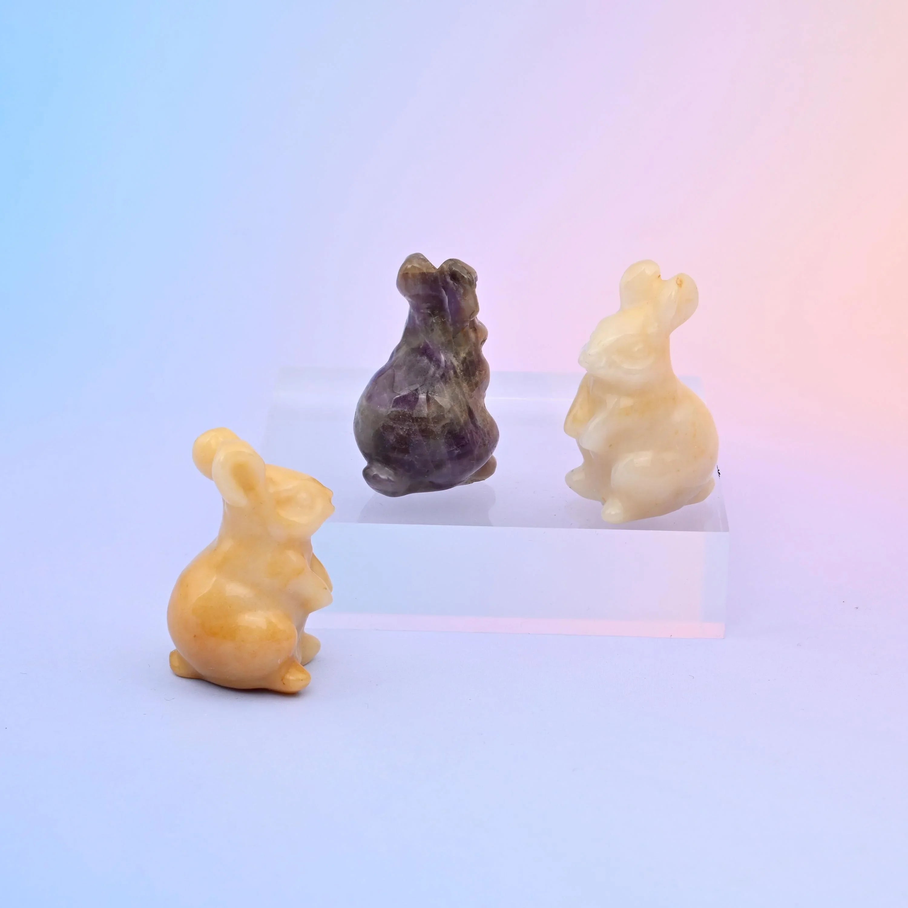 1.5" Rabbit Small Crystal Carving, Rabbit Gemstone Figurine, Home Decoration, Gift for Everyone - Mycrazycrystal