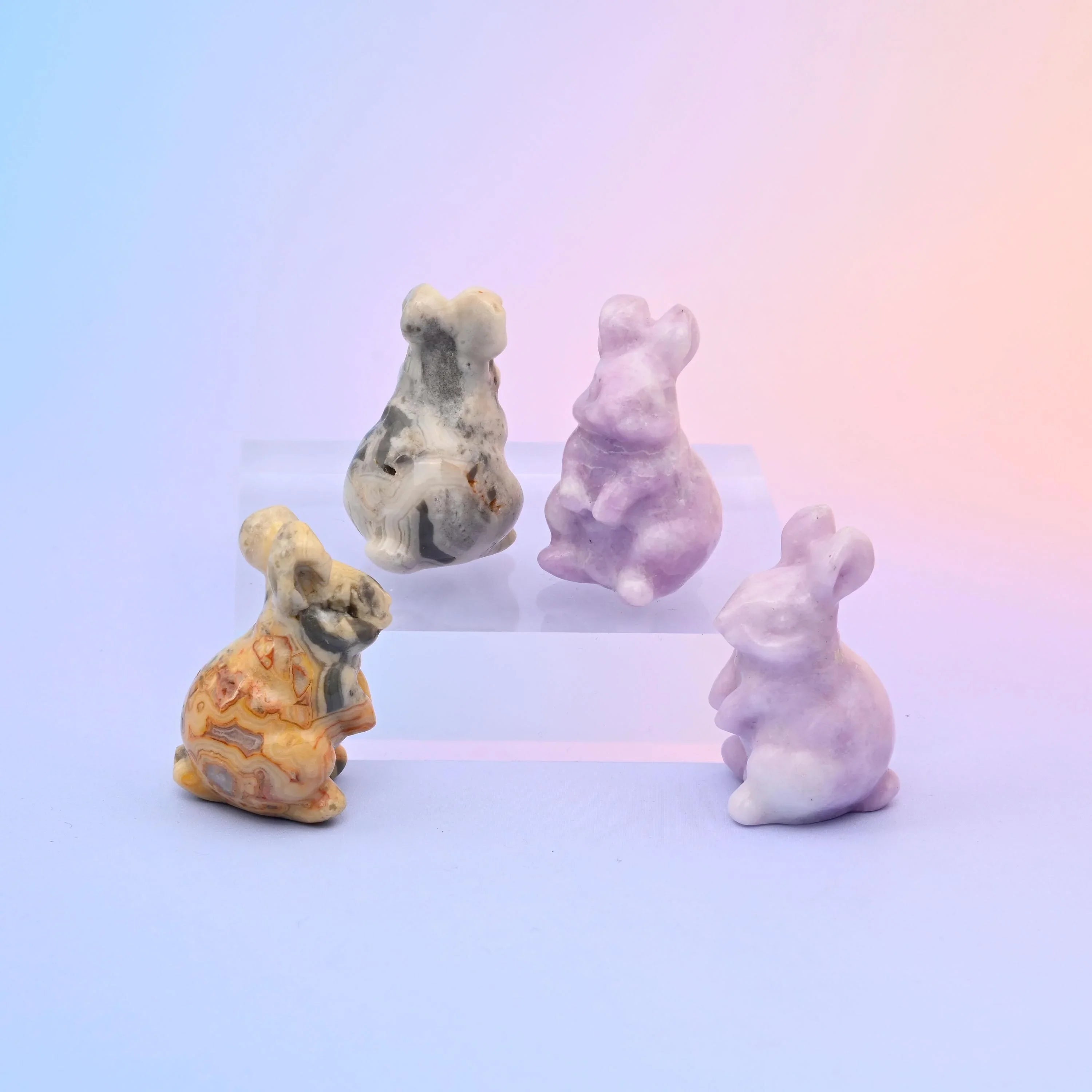 1.5" Rabbit Small Crystal Carving, Rabbit Gemstone Figurine, Home Decoration, Gift for Everyone - Mycrazycrystal