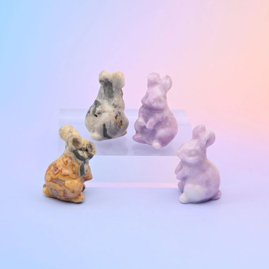1.5" Rabbit Small Crystal Carving, Rabbit Gemstone Figurine, Home Decoration, Gift for Everyone - Mycrazycrystal