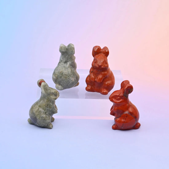 1.5" Rabbit Small Crystal Carving, Rabbit Gemstone Figurine, Home Decoration, Gift for Everyone - Mycrazycrystal