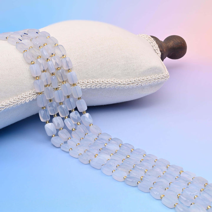 Blue Chalcedony Faceted Rectangular Beads