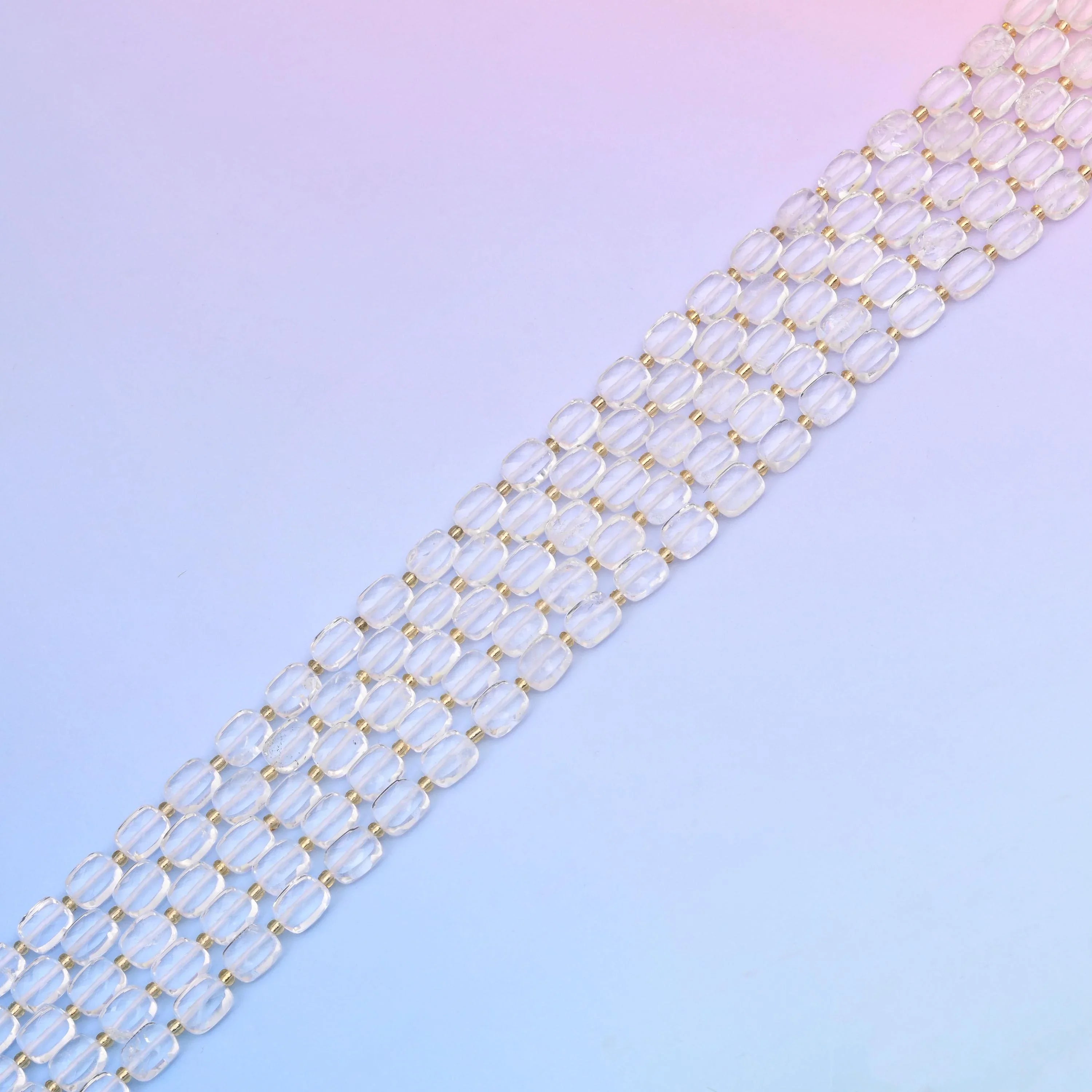 Natural Clear Quartz Faceted Rectangular Gemstone Beads, Size 10x8mm Rectangle Beads, DIY Jewelry Making Beads, 15.5 Inches Per Strand - Mycrazycrystal