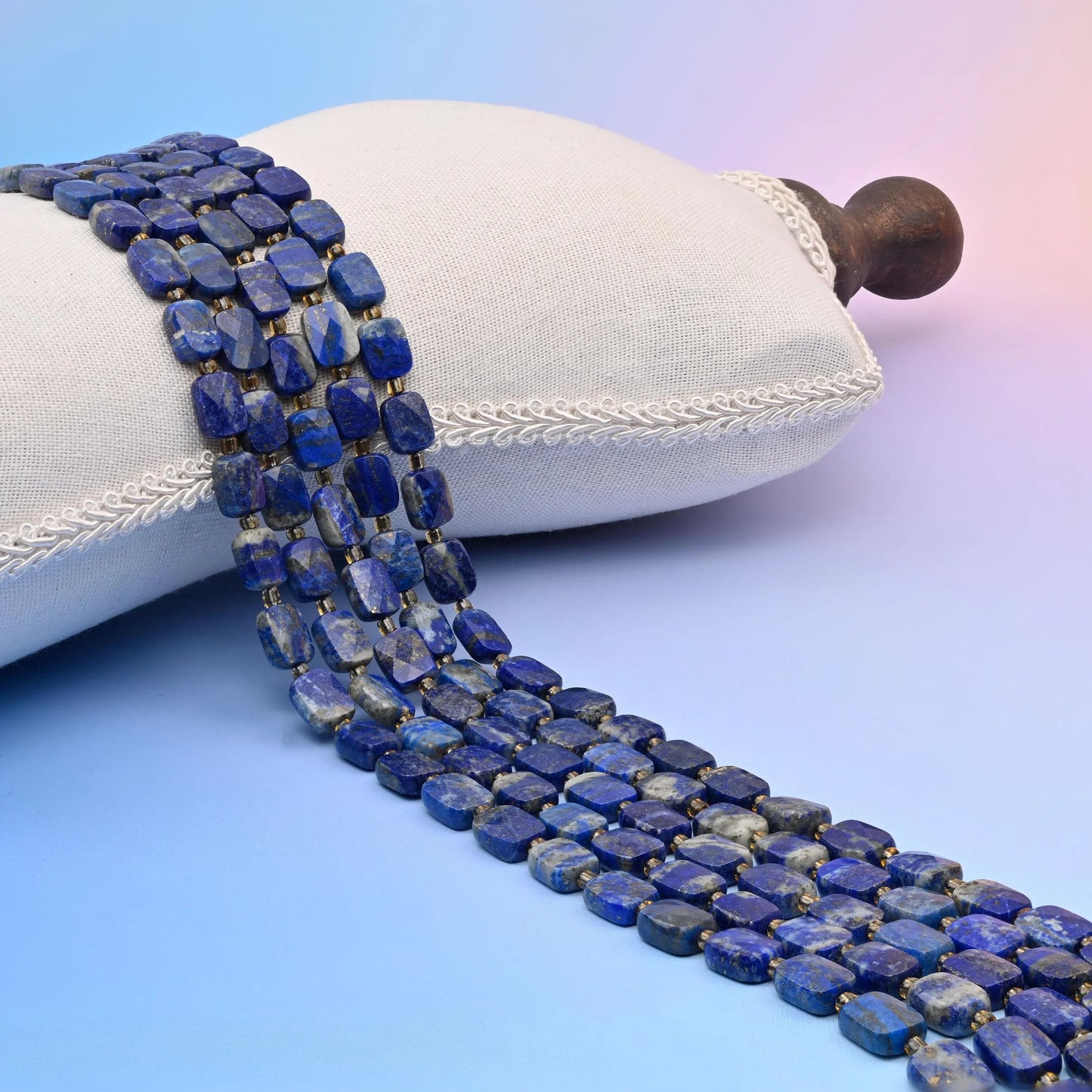 Natural Lapis Lazuli Faceted Rectangular Gemstone Beads, Bead Size 10x8mm Rectangle Beads, DIY Jewelry Making Beads, 15.5 Inches Per Strand - Mycrazycrystal