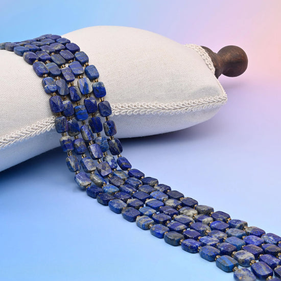 Natural Lapis Lazuli Faceted Rectangular Gemstone Beads, Bead Size 10x8mm Rectangle Beads, DIY Jewelry Making Beads, 15.5 Inches Per Strand - Mycrazycrystal