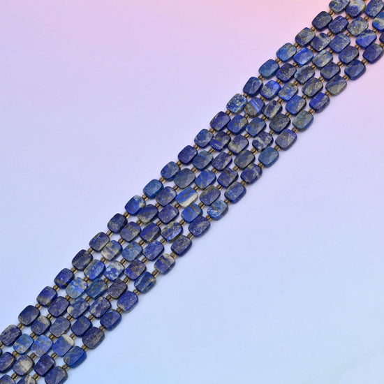 Natural Lapis Lazuli Faceted Rectangular Gemstone Beads, Bead Size 10x8mm Rectangle Beads, DIY Jewelry Making Beads, 15.5 Inches Per Strand - Mycrazycrystal
