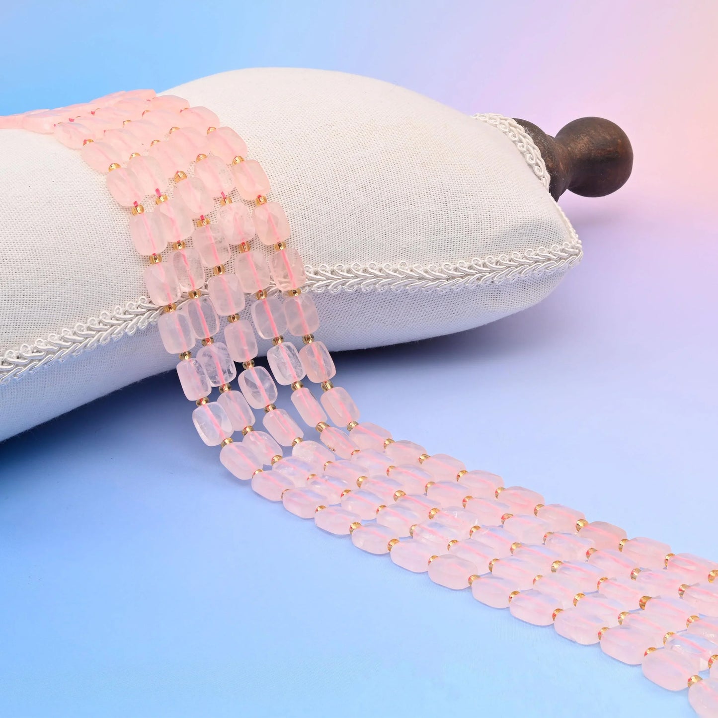 Natural Rose Quartz Faceted Rectangular Gemstone Beads, Bead Size 10x8mm Rectangle Beads, DIY Jewelry Making Beads, 15.5 Inches Per Strand - Mycrazycrystal