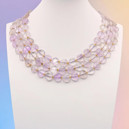 Natural Lavender Amethyst Faceted Heart Gemstone Beads, Bead Size 12mm Heart Faceted Beads, DIY Jewelry Making Beads, 15.5 Inches Per Strand - Mycrazycrystal