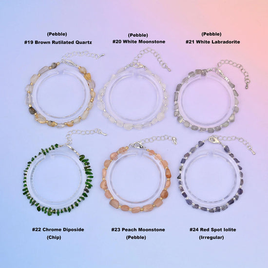 Natural Chip Gemstone Bead Bracelet, Silver Plated Lobster Clasp adjustable Pebble Bead Bracelets, Gift for Her - Mycrazycrystal