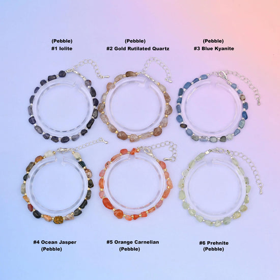 Natural Chip Gemstone Bead Bracelet, Silver Plated Lobster Clasp adjustable Pebble Bead Bracelets, Gift for Her - Mycrazycrystal