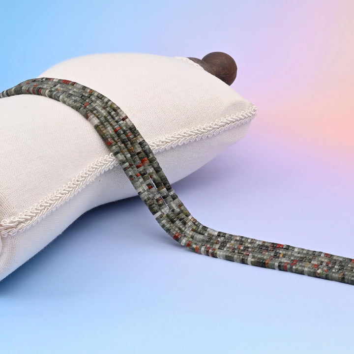 Natural African Bloodstone Smooth Heishi Disc Gemstone Beads, Size 1x4mm Beads, DIY Jewelry Making Beads, 15.5 Inches Per Strand - Mycrazycrystal