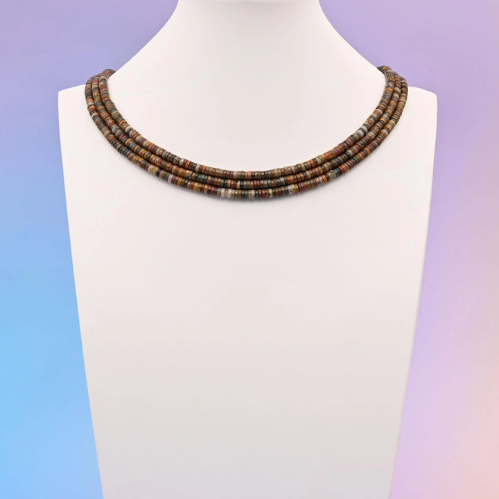 Natural Creek Jasper Smooth Heishi Disc Gemstone Beads, Size 1x4mm Beads, DIY Jewelry Making Beads, 15.5 Inches Per Strand - Mycrazycrystal