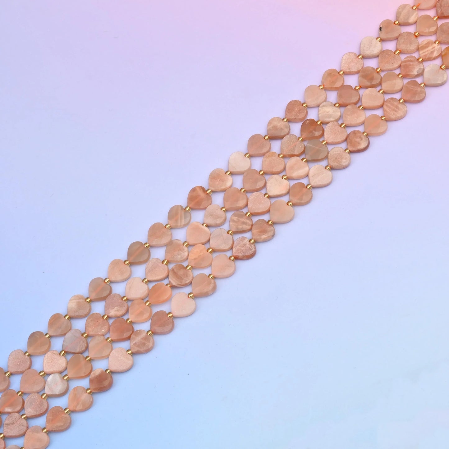 Natural Sunstone Faceted Heart Gemstone Beads, Bead Size 12mm Heart Faceted Beads, DIY Jewelry Making Beads, 15.5 Inches Per Strand - Mycrazycrystal