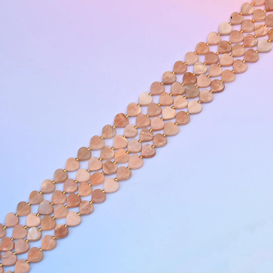 Natural Sunstone Faceted Heart Gemstone Beads, Bead Size 12mm Heart Faceted Beads, DIY Jewelry Making Beads, 15.5 Inches Per Strand - Mycrazycrystal