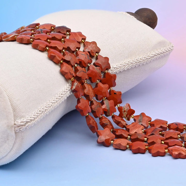 Natural Red Jasper 5 Pointed Star Faceted Gemstone Beads, 14mm Star Gemstone Bead, DIY Jewelry Making Beads, 15.5 Inches Per Strand - Mycrazycrystal