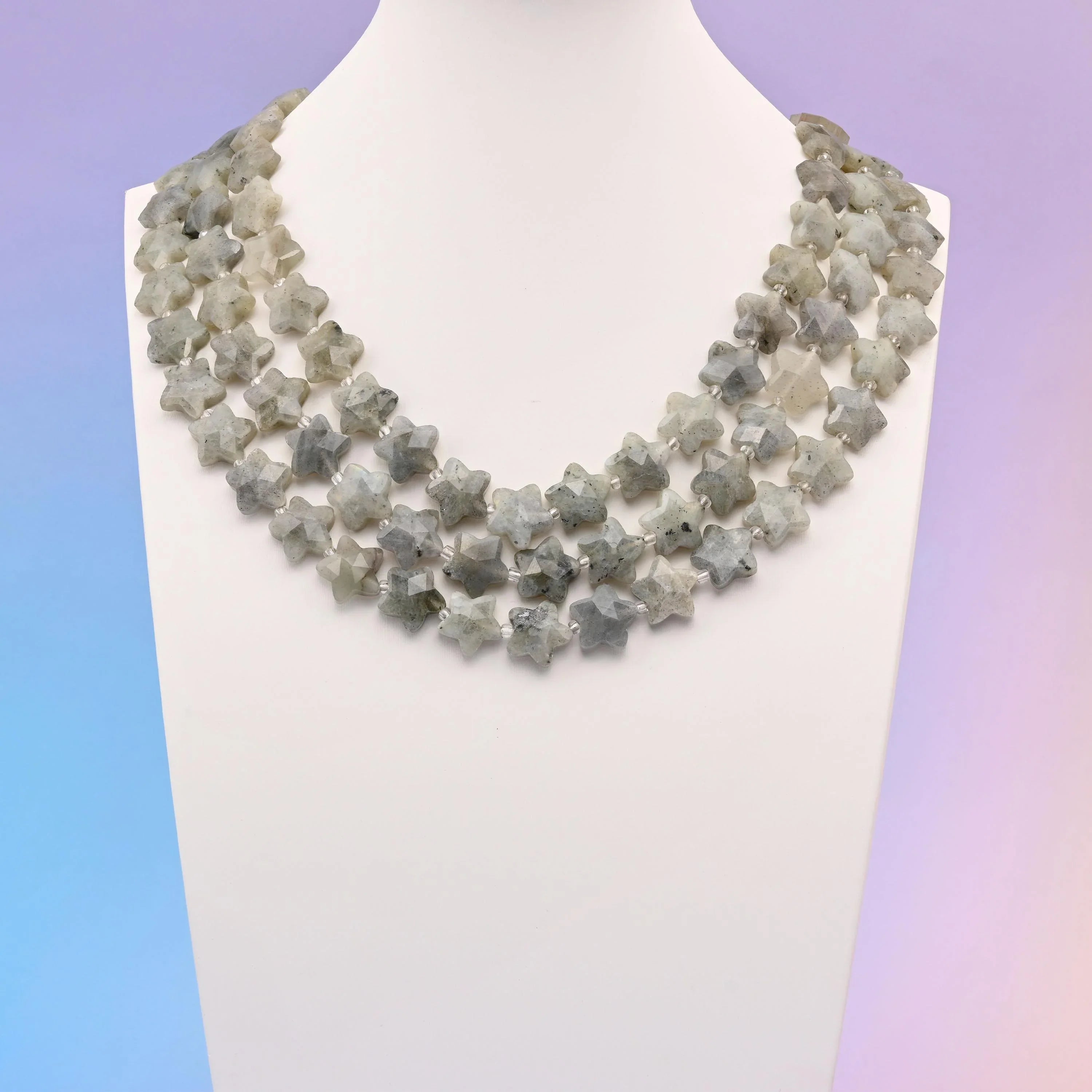 Natural White Labradorite 5 Pointed Star Faceted Gemstone Beads, 14mm Star Gemstone Bead, DIY Jewelry Making Beads, 15.5 Inches Per Strand - Mycrazycrystal