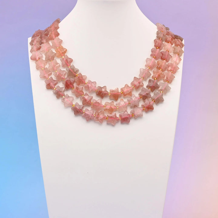 Natural Strawberry Quartz 5 Pointed Star Faceted Gemstone Beads, 14mm Star Gemstone Bead, DIY Jewelry Making Beads, 15.5 Inches Per Strand - Mycrazycrystal
