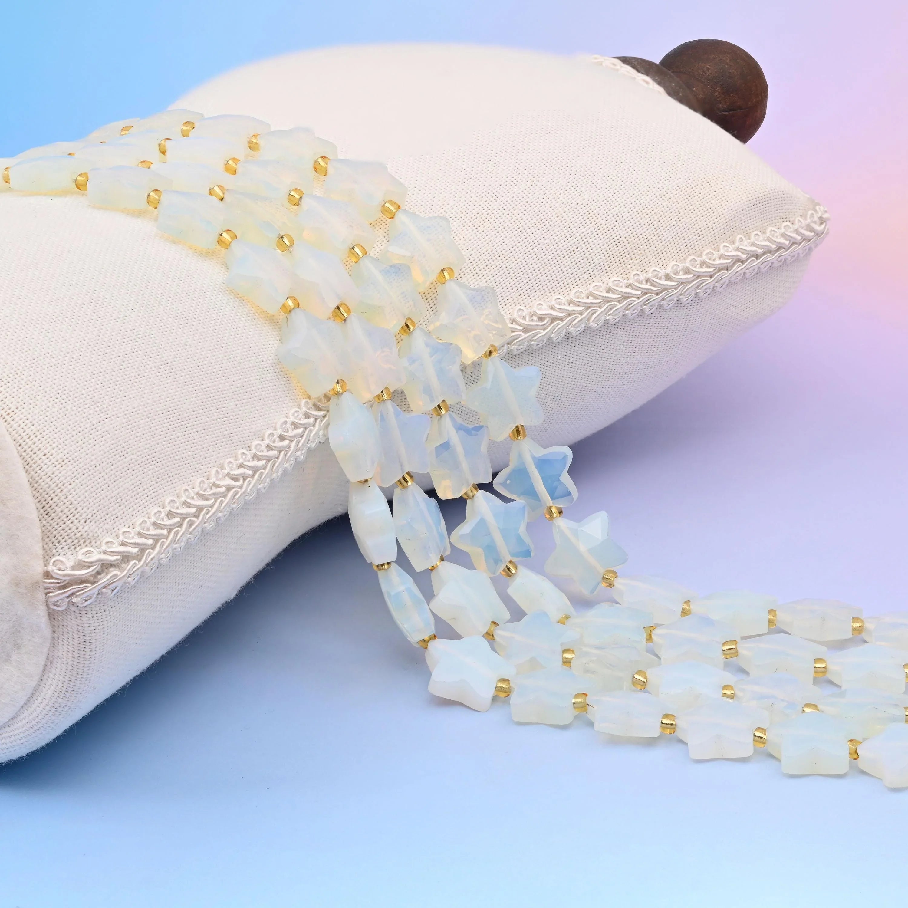 Opalite 5 Pointed Star Faceted Gemstone Beads, 14mm Star Gemstone Bead, DIY Jewelry Making Beads, 15.5 Inches Per Strand - Mycrazycrystal