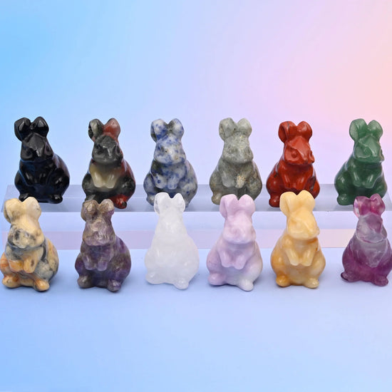 1.5" Rabbit Small Crystal Carving, Rabbit Gemstone Figurine, Home Decoration, Gift for Everyone - Mycrazycrystal