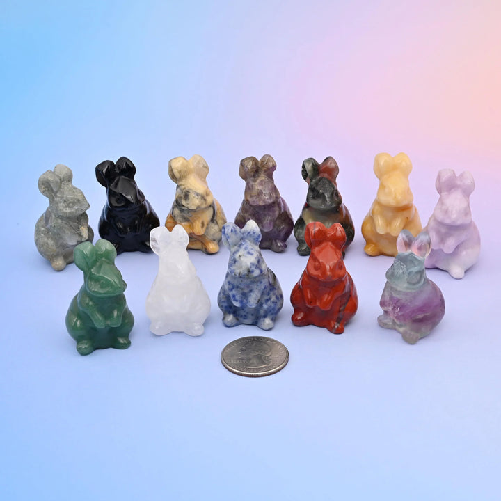 1.5" Rabbit Small Crystal Carving, Rabbit Gemstone Figurine, Home Decoration, Gift for Everyone - Mycrazycrystal