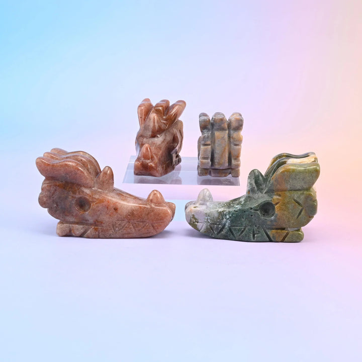 2" 2.5" Dragon Head Small Crystal Carving, Dragon Gemstone Figurine, Home Decoration, Gift for Everyone - Mycrazycrystal