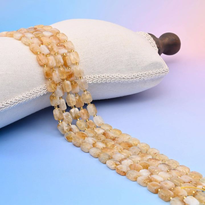 Natural Citrine Faceted Rectangular Gemstone Beads, Size 10x8mm Rectangle Beads, DIY Jewelry Making Beads, 15.5 Inches Per Strand - Mycrazycrystal