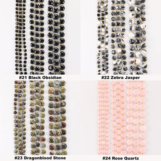 Natural Faceted Coin Gemstone Beads, Size 6, 8, 10mm Faceted Coin Bead, 28 Gemstones, DIY Jewelry Making Beads, 15.5 Inches Per Strand - S1 - Mycrazycrystal