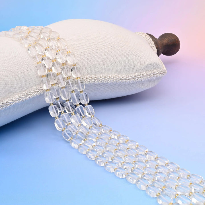 Natural Clear Quartz Faceted Rectangular Gemstone Beads, Size 10x8mm Rectangle Beads, DIY Jewelry Making Beads, 15.5 Inches Per Strand - Mycrazycrystal