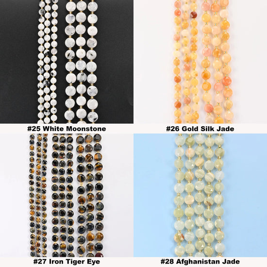 Natural Faceted Coin Gemstone Beads, 6, 8, 10mm Bead Size, DIY Jewelry Making Beads, 15.5 Inches Per Strand - S3 - Mycrazycrystal