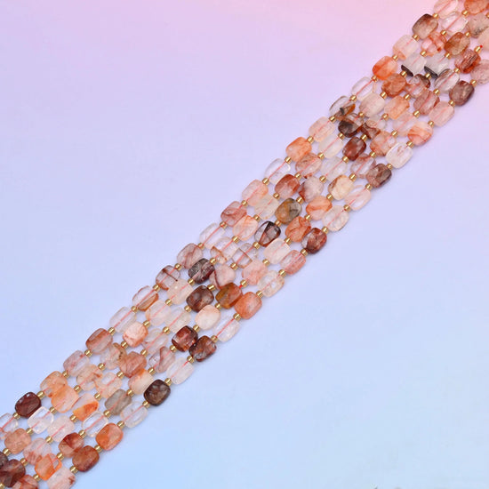 Natural Red Hematoid Faceted Rectangular Gemstone Beads, Bead Size 10x8mm Rectangle Beads, DIY Jewelry Making Beads, 15.5 Inches Per Strand - Mycrazycrystal