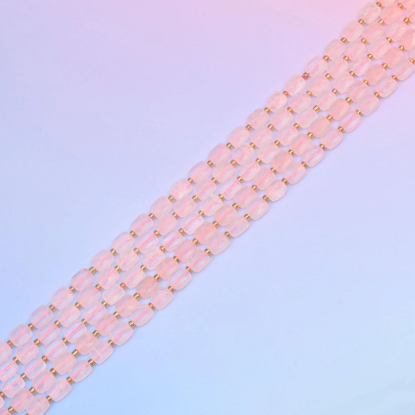 Natural Rose Quartz Faceted Rectangular Gemstone Beads, Bead Size 10x8mm Rectangle Beads, DIY Jewelry Making Beads, 15.5 Inches Per Strand - Mycrazycrystal