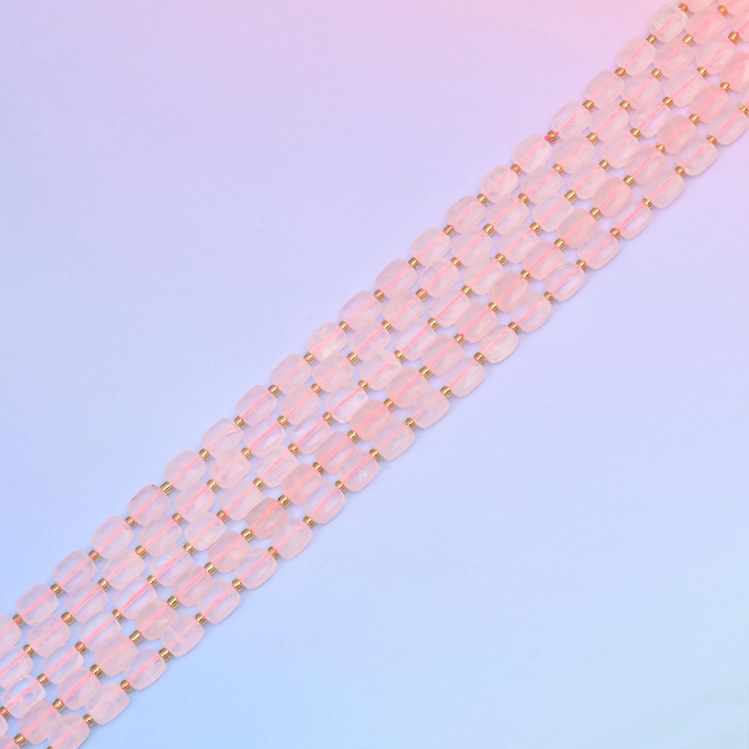 Natural Rose Quartz Faceted Rectangular Gemstone Beads, Bead Size 10x8mm Rectangle Beads, DIY Jewelry Making Beads, 15.5 Inches Per Strand - Mycrazycrystal