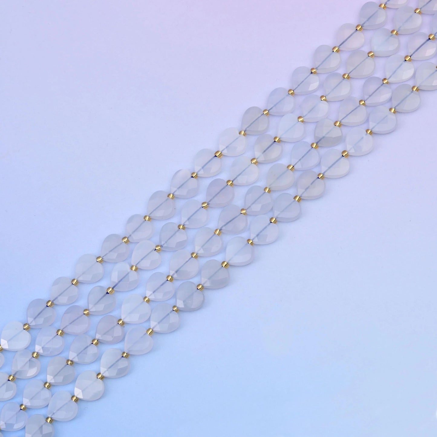 Natural Blue Chalcedony Faceted Heart Gemstone Beads, Bead Size 12mm Heart Faceted Beads, DIY Jewelry Making Beads, 15.5 Inches Per Strand - Mycrazycrystal