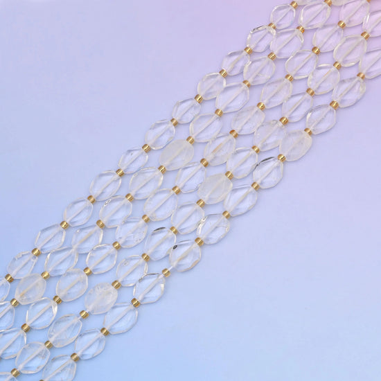 Natural Clear Quartz Smooth Rhombus Shape Gemstone Beads, Size 12x14mm Faceted Beads, DIY Jewelry Making Beads, 15.5 Inches Per Strand - Mycrazycrystal