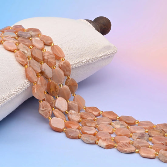 Natural Sunstone Smooth Rhombus Shape Gemstone Beads, Size 12x14mm Faceted Beads, DIY Jewelry Making Beads, 15.5 Inches Per Strand - Mycrazycrystal