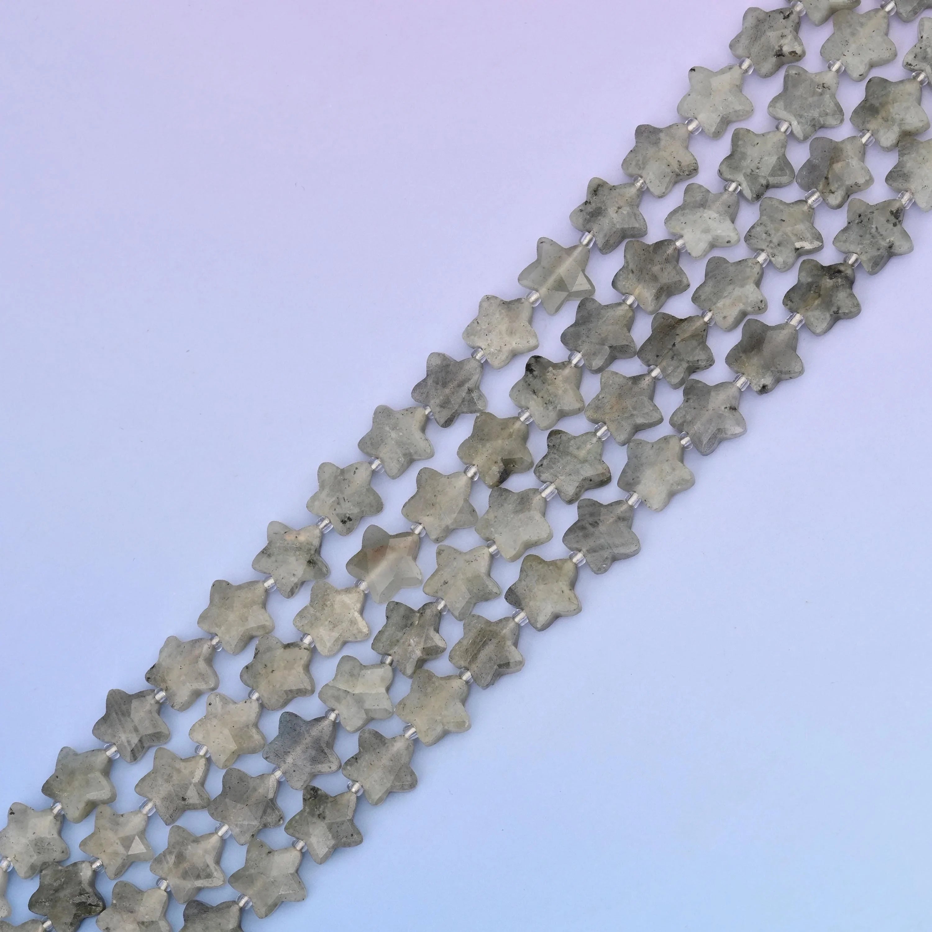 Natural White Labradorite 5 Pointed Star Faceted Gemstone Beads, 14mm Star Gemstone Bead, DIY Jewelry Making Beads, 15.5 Inches Per Strand - Mycrazycrystal