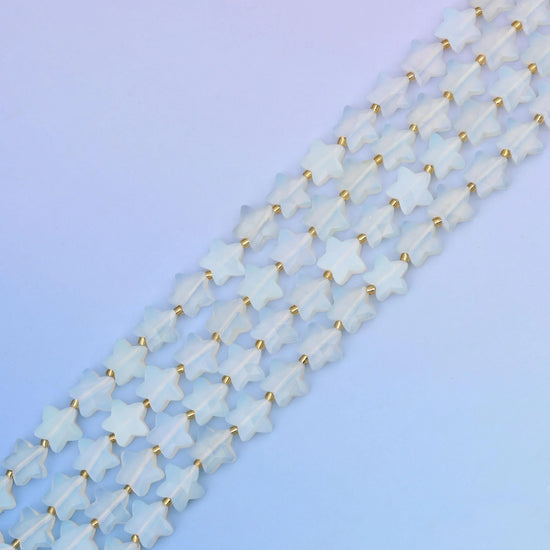 Opalite 5 Pointed Star Faceted Gemstone Beads, 14mm Star Gemstone Bead, DIY Jewelry Making Beads, 15.5 Inches Per Strand - Mycrazycrystal