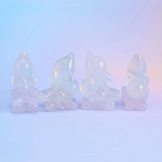 1.5" Cute Small Dolphin Crystal Carving, Dolphin Gemstone Figurine - Mycrazycrystal