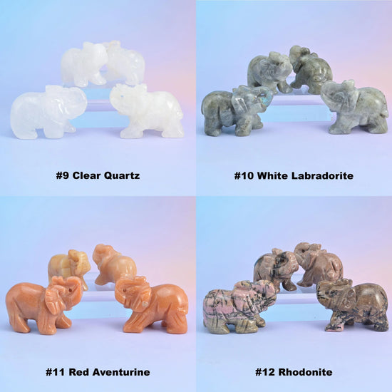 1.5" 2" Cute Small Elephant Crystal Carving Figurine, Random Pick of 3 or 5 - Mycrazycrystal