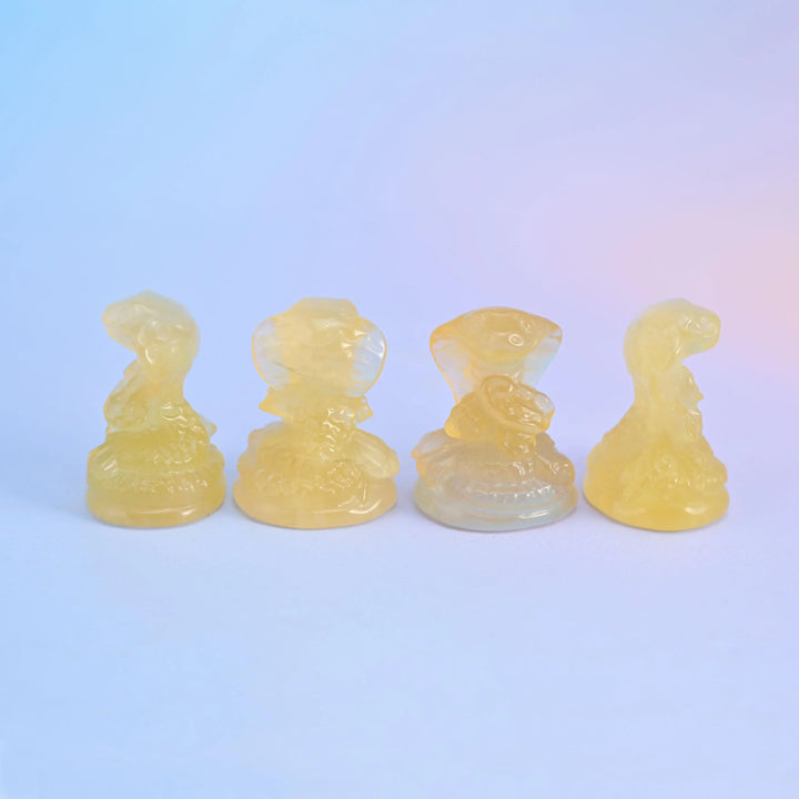 1.5" Cute Small Cobra Snake Crystal Figurine Carving - Mycrazycrystal