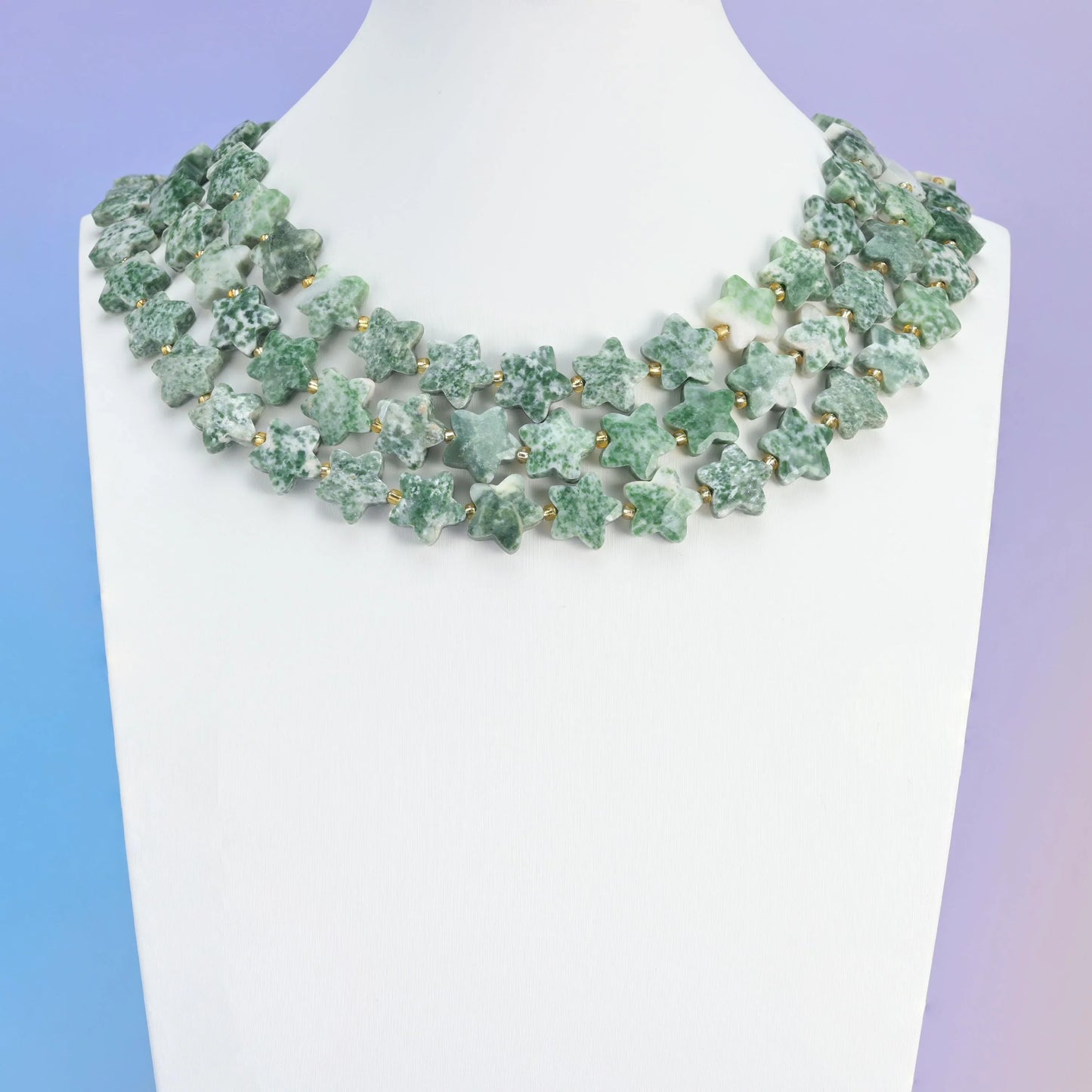 Natural Moss Tree Agate 5 Pointed Star Faceted Gemstone Beads, Size 14mm - Mycrazycrystal