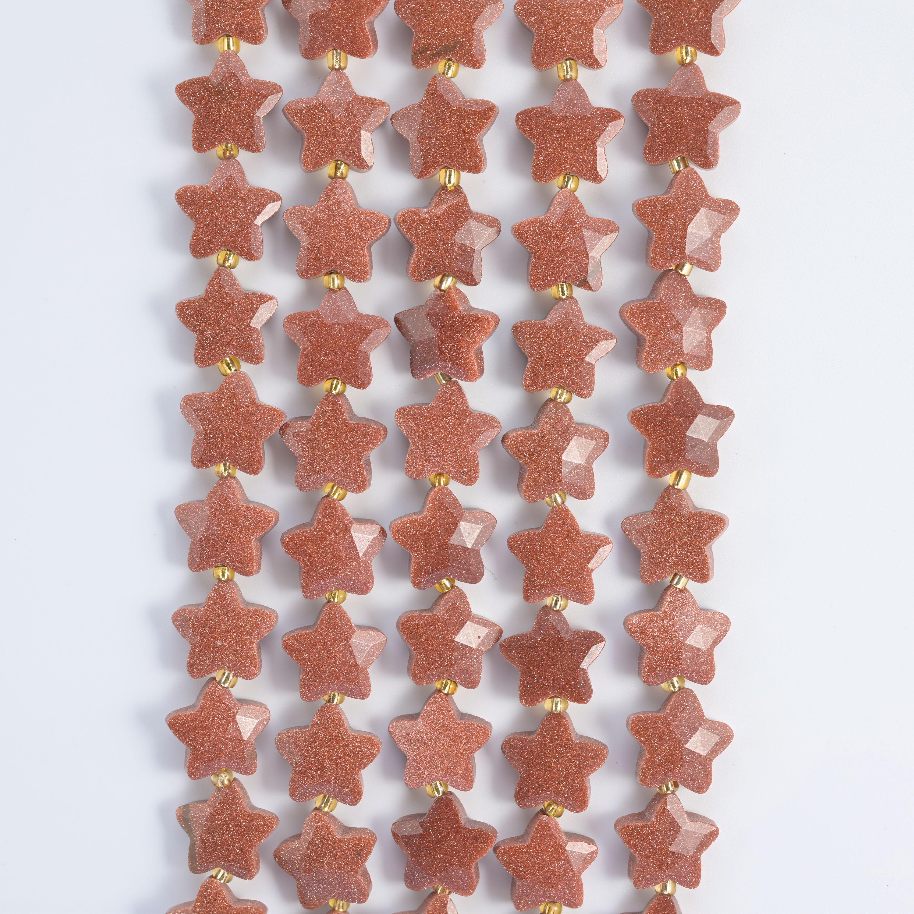 Gold Sandstone 5 Pointed Star Faceted Gemstone Beads, Size 14mm - Mycrazycrystal